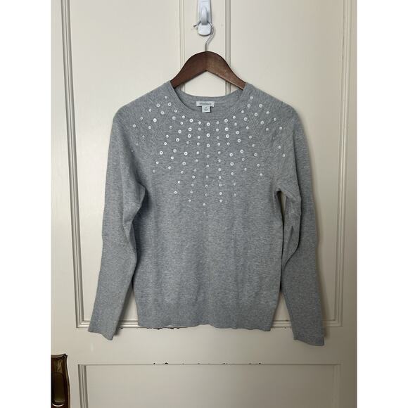 Sundance Sequin Pullover Sweater Womens Size XS Gray Classic Preppy - Picture 1 of 7